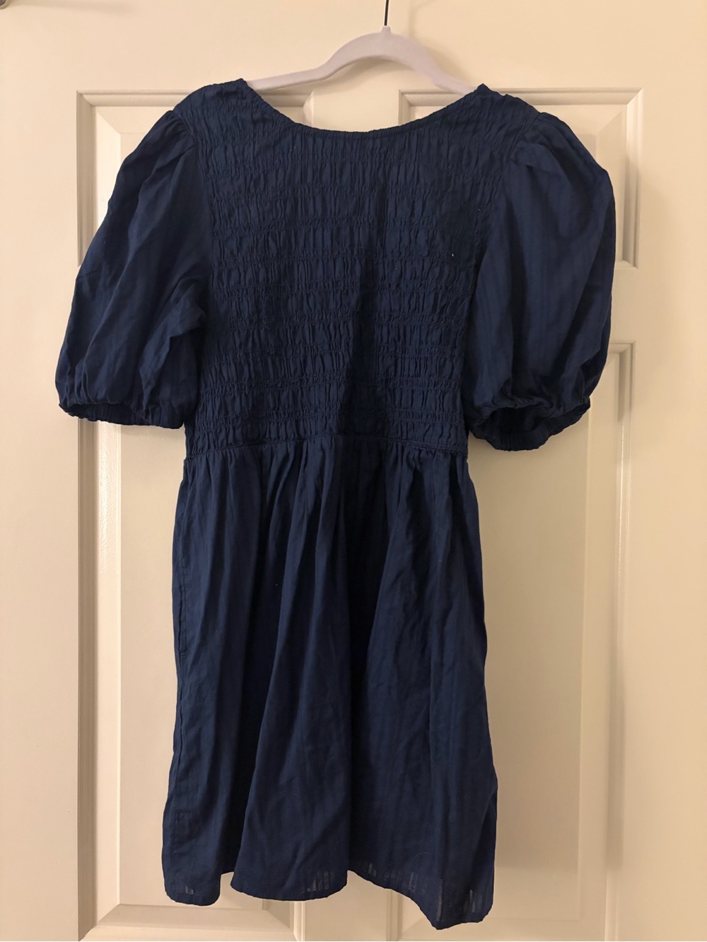 Old Navy Navy Smocked Bodice Puff-Sleeve Mini Dress